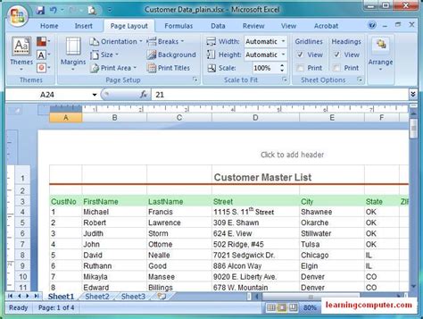 MS EXCEL::Page Layout Tab