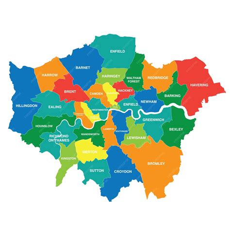 Premium Vector | Greater London map showing all boroughs