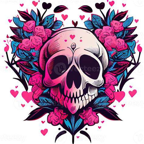Free Skull Flowers Happy Valentines Day Gift 2023 design t shirt 19766091 PNG with Transparent ...