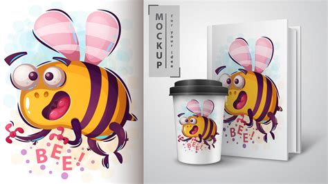 Crazy Cartoon Bee Poster 701557 Vector Art at Vecteezy