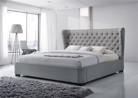 Manchester King-Size Tufted Wing Upholstered Platform Contemporary Bed in Grey Fabric - Walmart.com