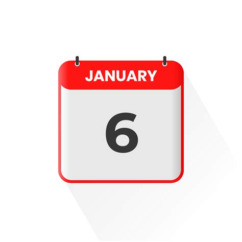 6th January calendar icon. January 6 calendar Date Month icon vector illustrator 12920827 Vector ...