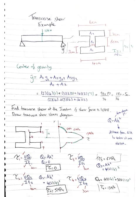 Sheet 4 Transverse shear examples - stress analysis - Studocu