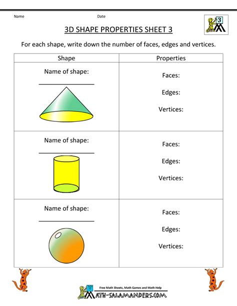 3d Shapes Worksheets