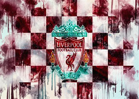 Liverpool Fc Logo Creative Art Burgundy White Checkered Flag Painting ...