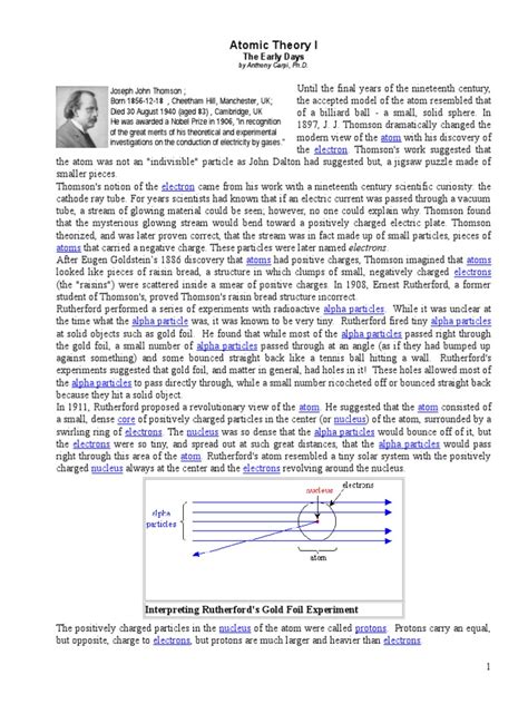 Atomic Theory I: The Early Days | PDF | Atoms | Atomic Nucleus