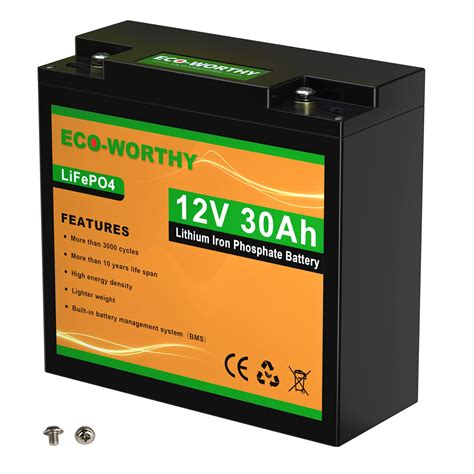 Buy ECO-WORTHY 12V 30Ah LiFePO4 Lithium Iron Phosphate Battery Deep ...