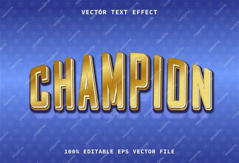 Premium Vector | Editable text effect champion modern lettering ...