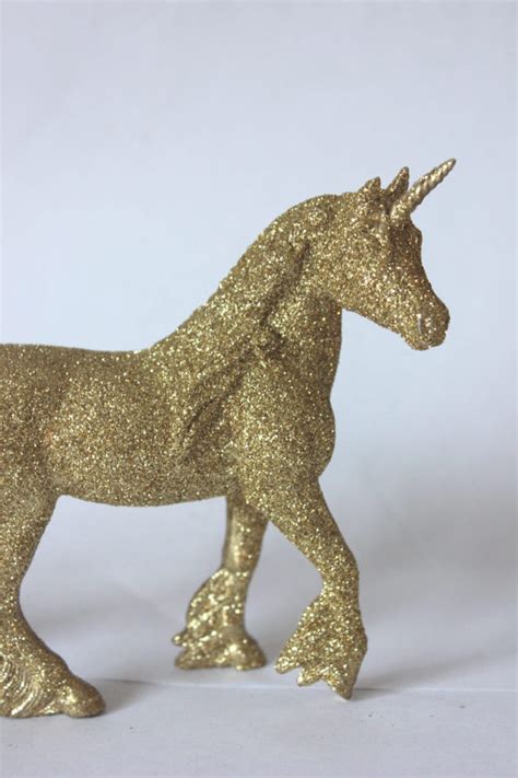 GOLD GLITTER UNICORN Cake Topper Animal Figurine Whimsical | Unicorn ...