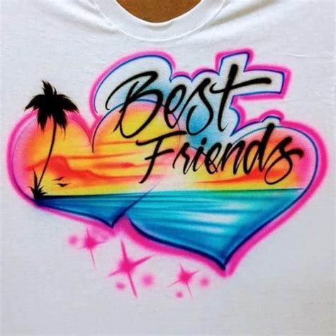 Beach Sunset Hearts Airbrush T Shirt Personalized With Your - Etsy