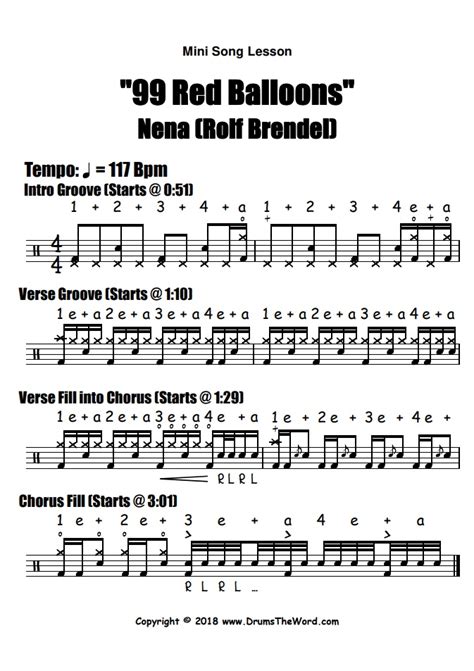 "99 Red Balloons" (Nena) MINI SONG LESSON - Free Video Drum Lesson ...