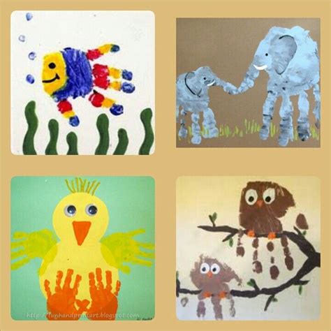 Animal handprint art / kids arts and crafts / fun to do at home/fish handprint/ duck handprints ...