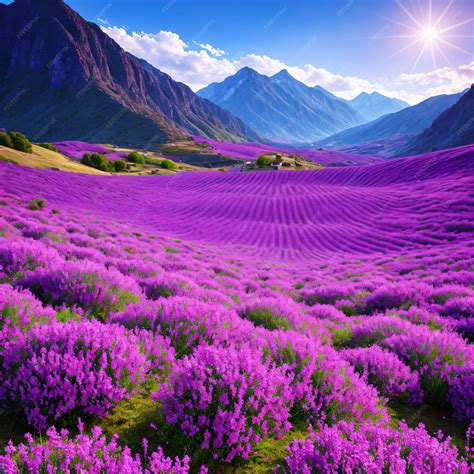 Premium AI Image | purple landscape with mountains