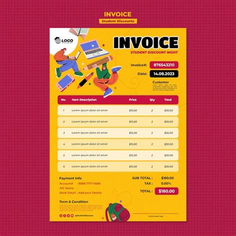Free PSD | Student discounts invoice template