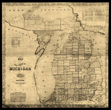 Vintage Michigan Map 1856 Old Map of Michigan Old Antique - Etsy