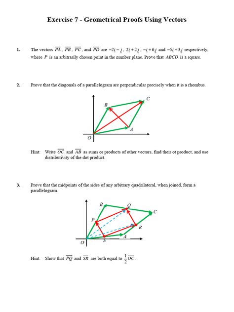 Vectors - Exercise 7 - Geometrical Proofs Using Vectors | PDF ...