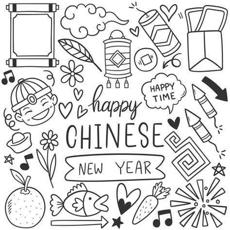 Chinese new year with icon doodle style 2884050 Vector Art at Vecteezy