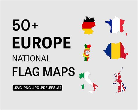 Europe Countries Flag Maps SVG Set, European Country Nation National Border Boundary Outline ...