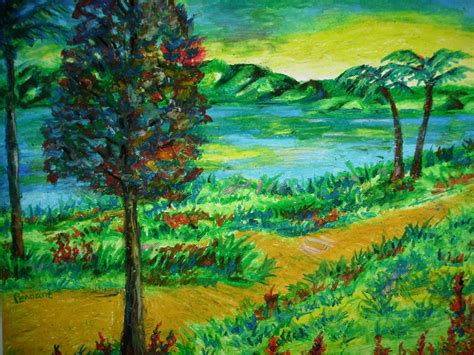 Oil Pastel Landscape Drawing, Original 14x17 on Bristol Board, Wall Art, Nature Art, Mountain ...