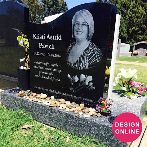 Premium Black Laser Etched Granite Right Wave Headstone Shape designed ...