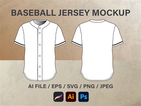 Baseball Jersey Full Button Mock up Template, Flat Sketch, Baseball Templates.flat Technical ...