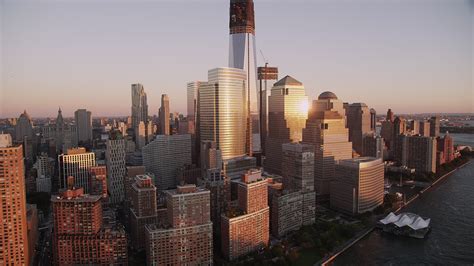 4K stock footage aerial video Flying by World Trade Center, Lower ...