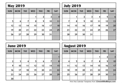 Printable Calendar 4 Months Per Page | Calendar pages, Calendar ...