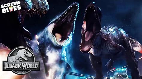 T-Rex vs Indominus Rex | Final Battle | Jurassic World (2015) | Screen Bites - YouTube