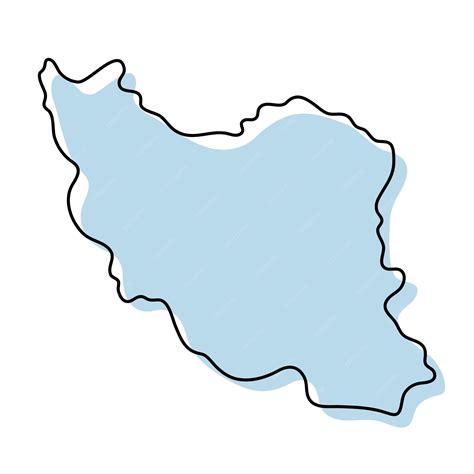 Premium Vector | Stylized simple outline map of iran icon. blue sketch ...