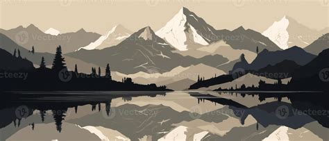 Silhouette mountainlake illustration of silhouette mountainlake 23577059 Stock Photo at Vecteezy