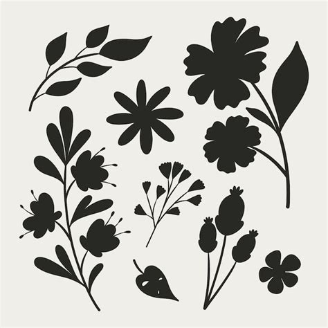 Free Vector | Hand drawn flat design flower silhouettes