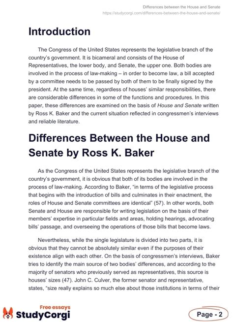 Differences between the House and Senate | Free Essay Example