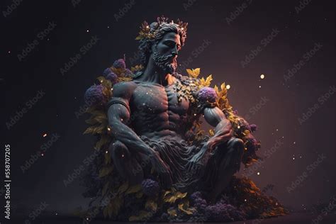 4K resolution or higher, greek god statue in flowers. Generative AI ...