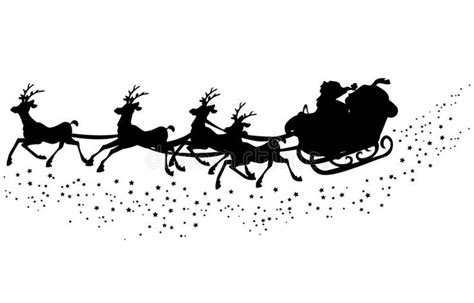 Santas sleigh silhouette. Illustrated silhouette of santa claus in the ...