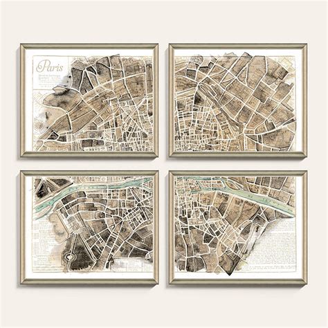 Paris Map Watercolor Framed Art Print