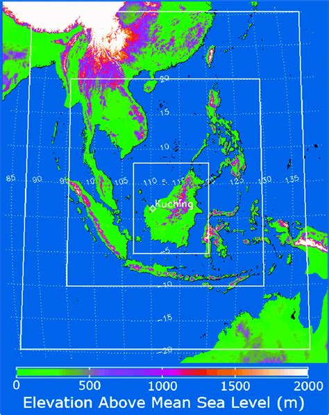 Topographical map (m MSL) of Southeast Asia and the Maritime Continent ...