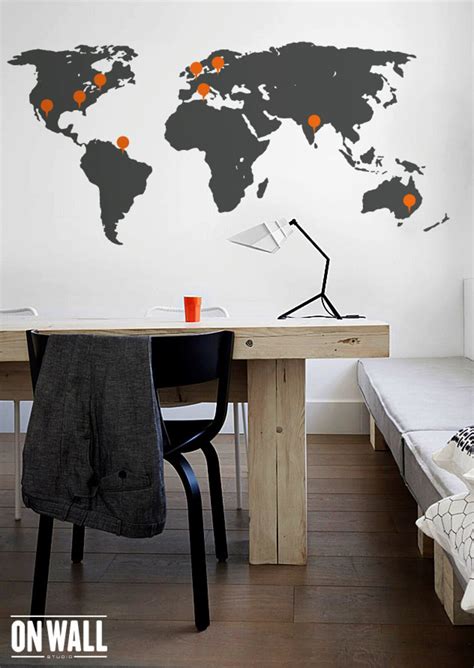 World map wall decal Large Detailed World map mural with | Etsy