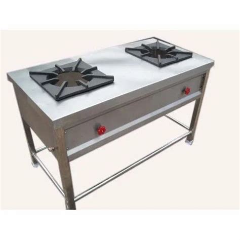 Silver Stainless Steel Two Burner Gas Stove, For Restaurant at Rs 15000 ...