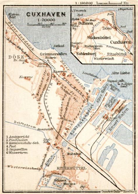 Old map of Cuxhaven in 1911. Buy vintage map replica poster print or ...