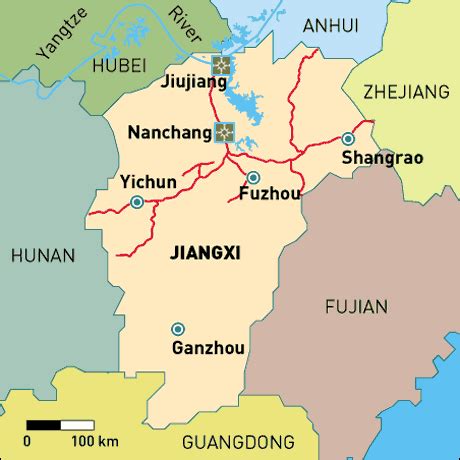 Jiangxi Map - TravelsFinders.Com