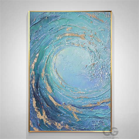 Blue Huge Wave Oil Painting on Canvas Large Abstract Ocean - Etsy