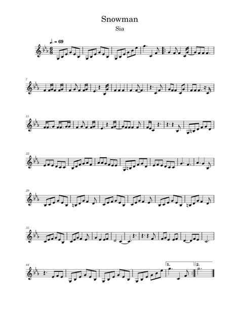 Snowman – Sia Sheet music for Clarinet in b-flat (Solo) | Musescore.com