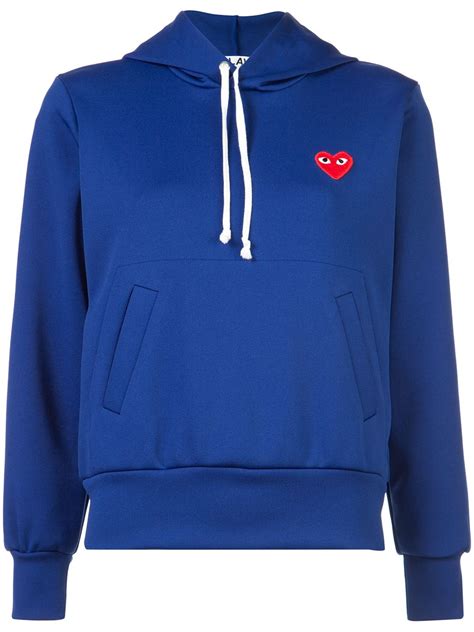 Comme Des Garçons Play Heart Logo Hoodie | Blue | FARFETCH