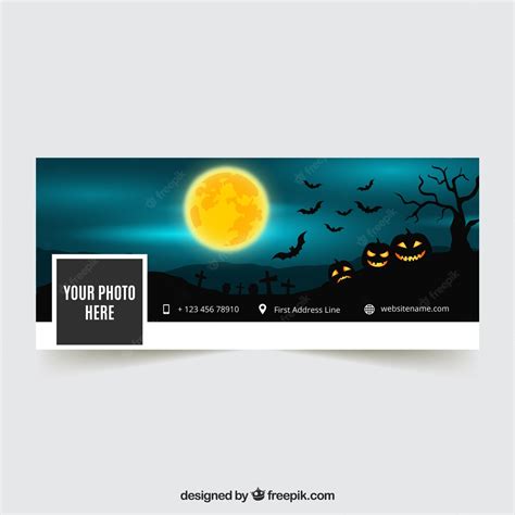 Premium Vector | Facebook cover with halloween landscape with pumpkins