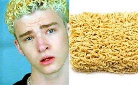 Funny Celebs (16 Pics) Justin Timberlake Ramen Noodle Hair | Kid memes ...