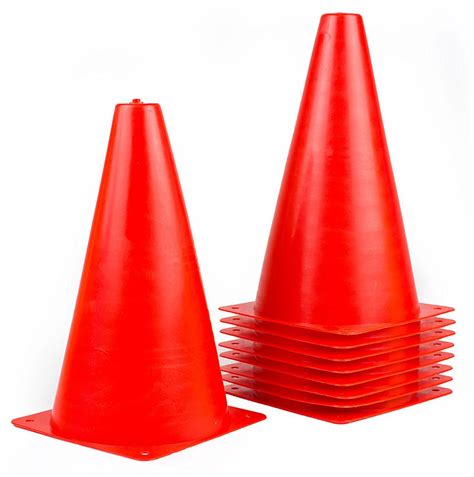 (Set of 10) RK Sports Plastic Sport Cones - Red