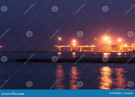 Industrial port at night stock image. Image of shipping - 42504981