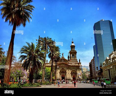 Plaza de Armas, downtown Santiago, Chile, depicts an architectural ...