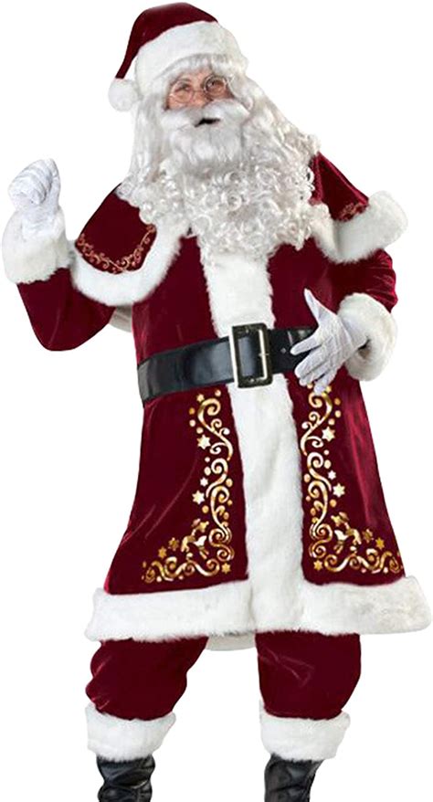 GEMVIE Men's Santa Claus Costume Women's Vintage Christmas Dress Adult ...