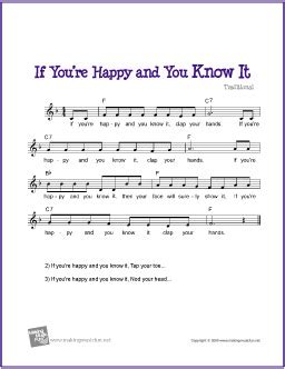 If You're Happy and You Know It | Free Sheet Music (Lead Sheet) - MakingMusicFun.net